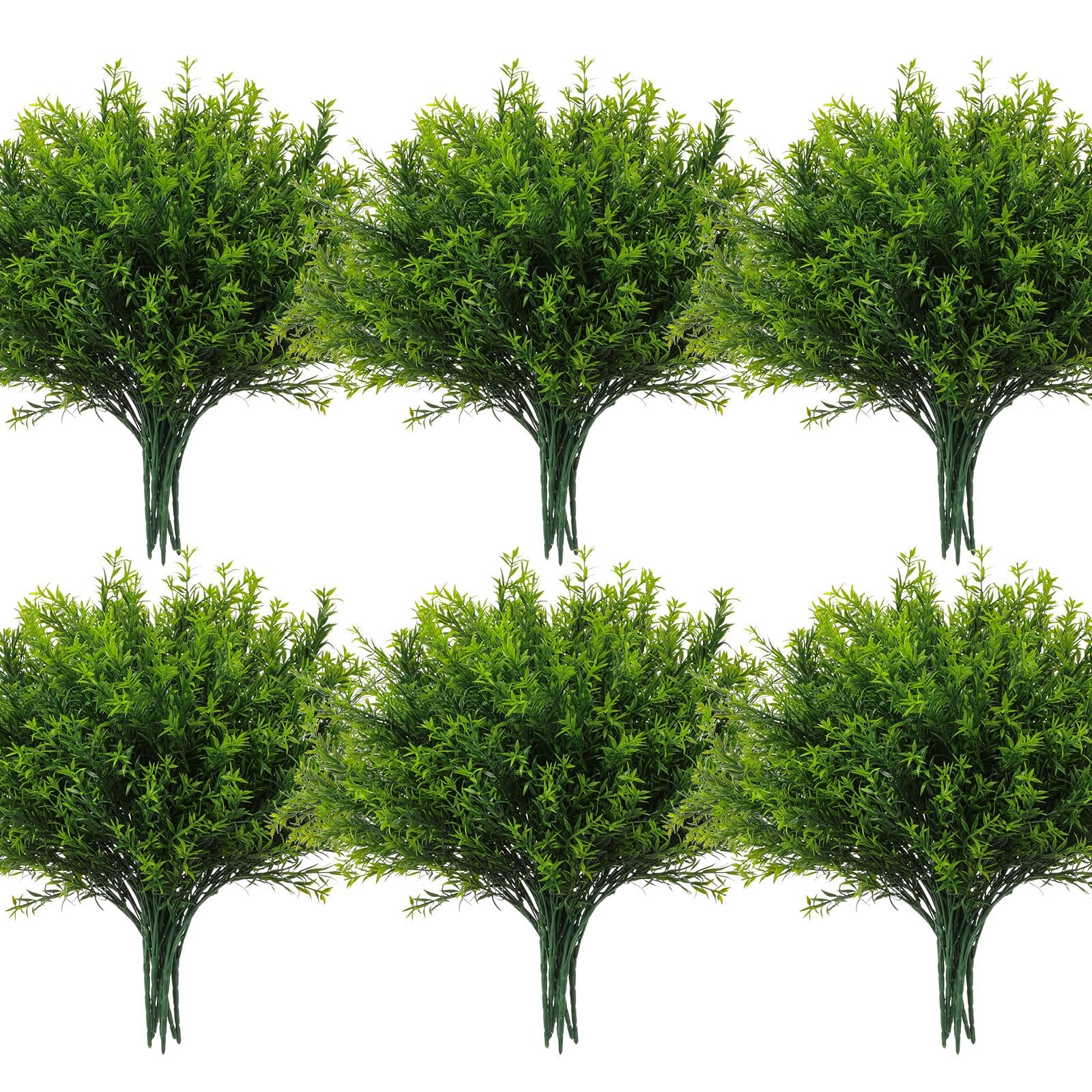 24 Bundles Artificial Rosemary Plants, UV Resistant No Fade Faux Green Grass …