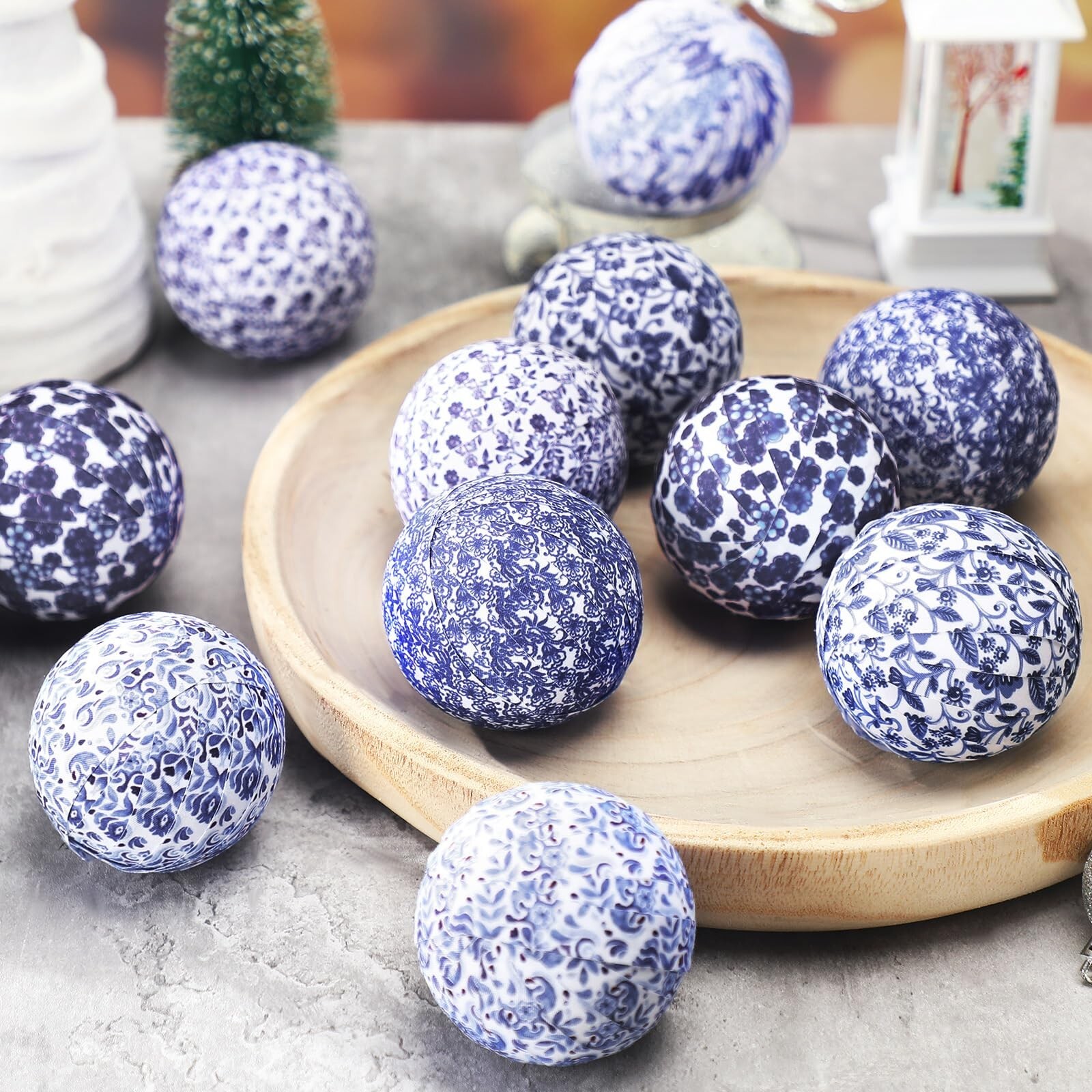 Libima 12 Pcs Porcelain Blue and White Decorative Balls 2.76″ Chinoiserie Bal…