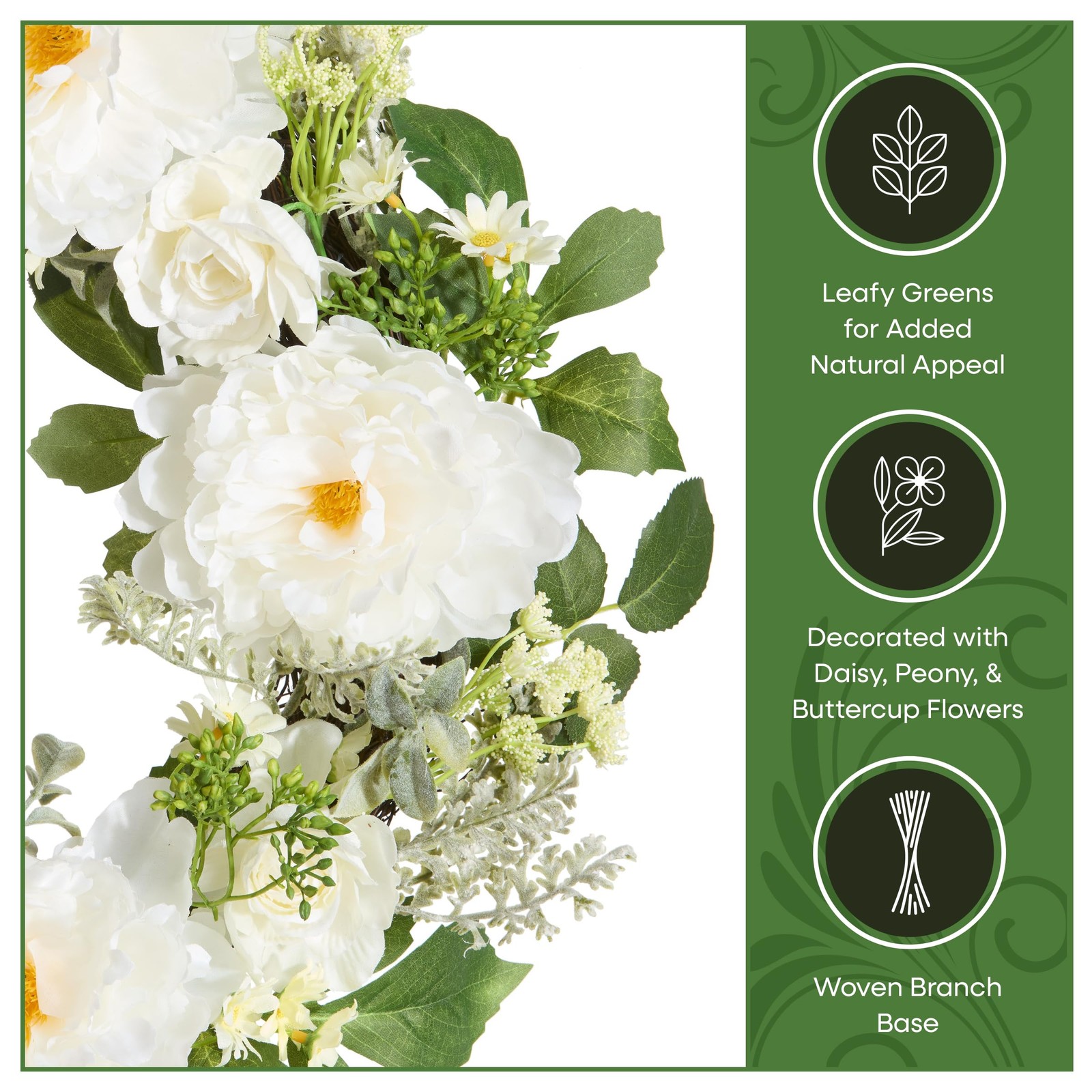 National Tree Company 22 inch Artificial Spring Wreath with Daisy, Peony, and…