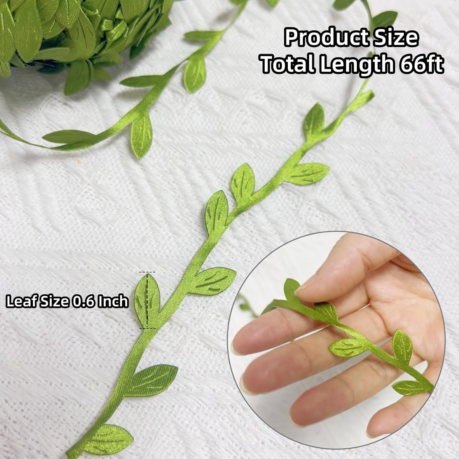 66 ft Leaf Ribbon, Artificial Eucalyptus Garland Rattan Leaf String, Decorative