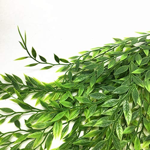 Artificial Weeping Willow, Plastic Plants Greenery Leaves Weeping Willow-4 Pcs