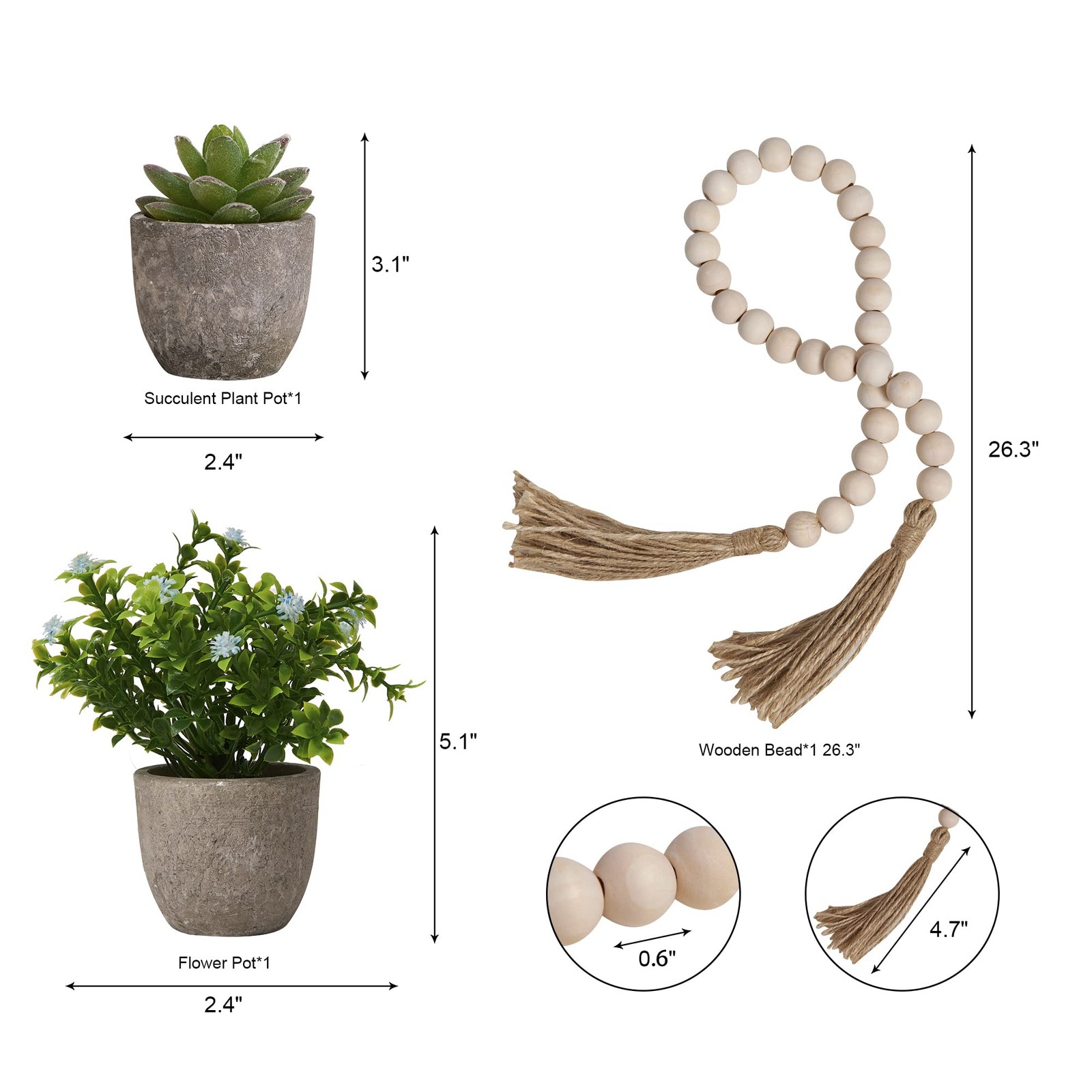 Rustic Farmhouse Tiered Tray Set with Succulent & Plant – Home Decor for Kitc…