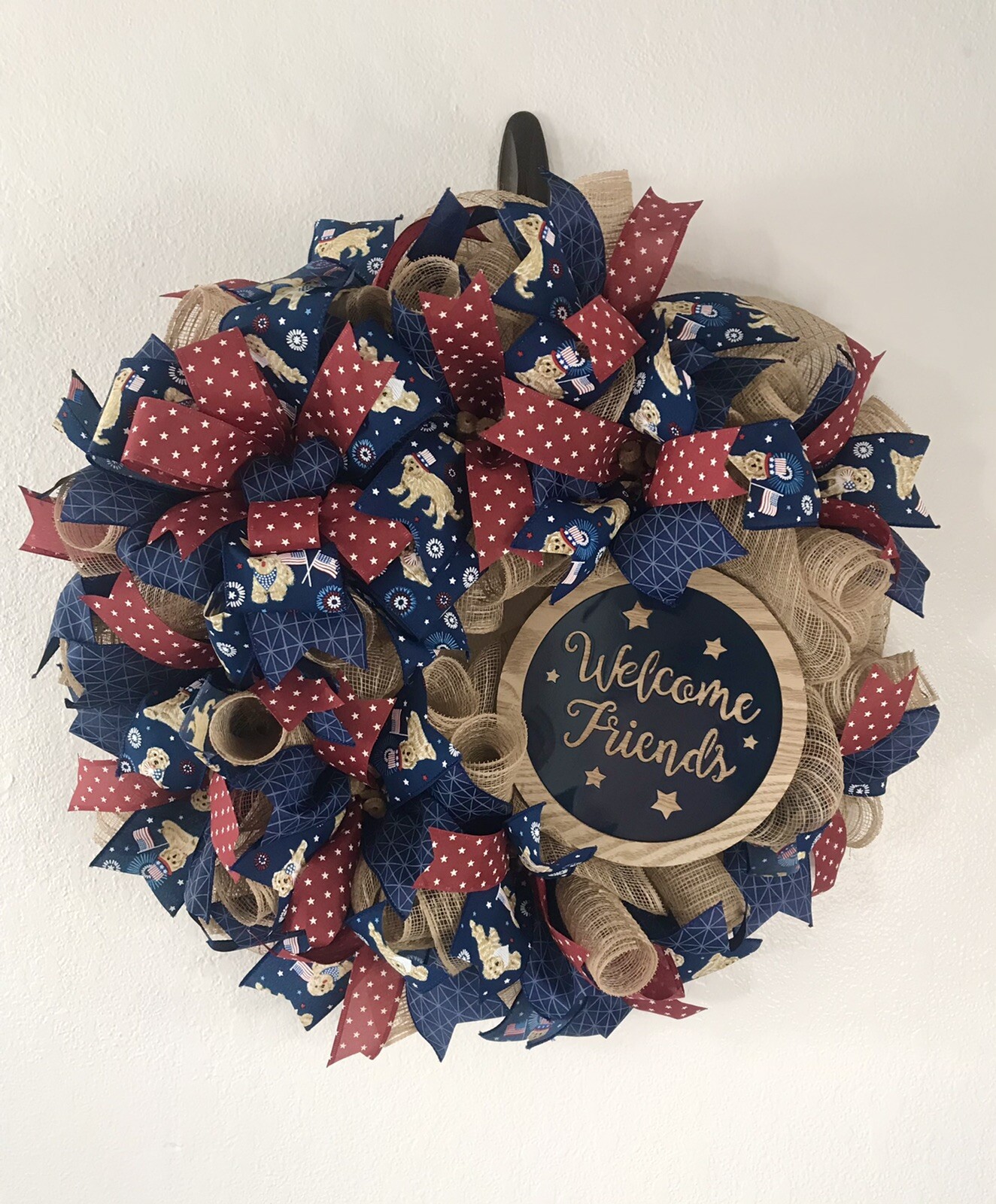 Deco Mesh Patriotic Rustic Wreath, Americana Wreath, Patriotic Decor,