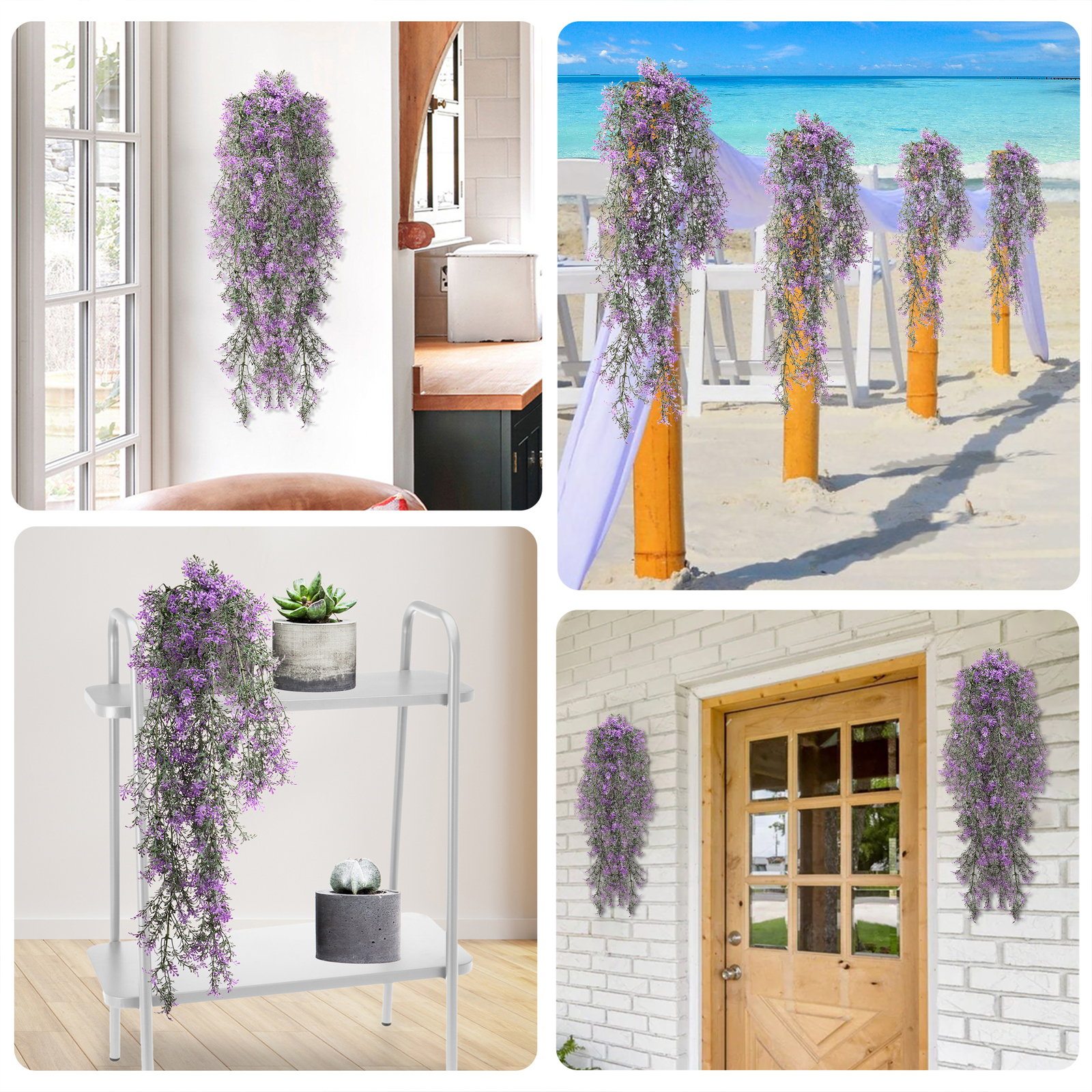Artificial Flowers Fake Plant Branches Decor Hanging Outdoor Wedding Home Garden