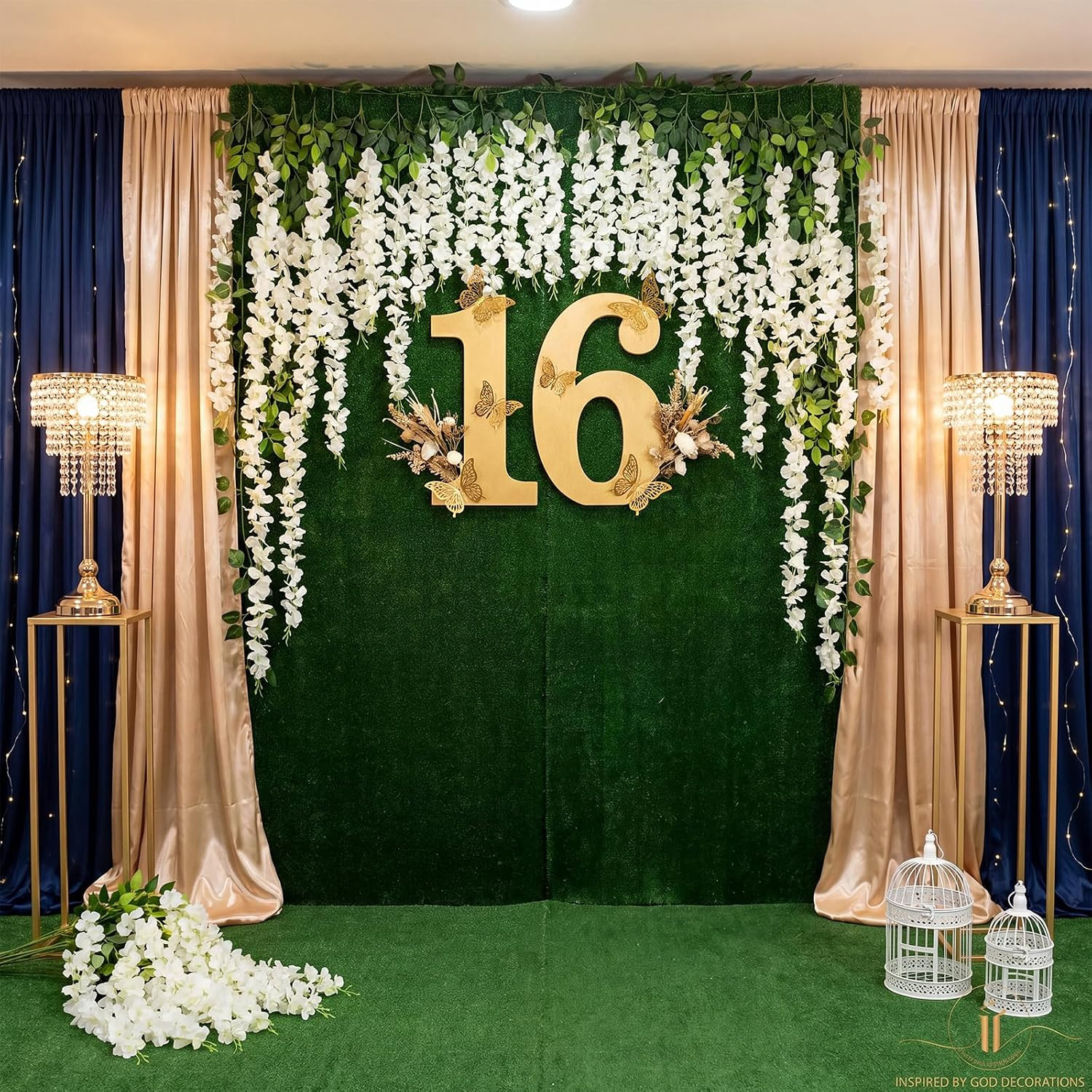56 Pcs Wisteria Artificial Flowers Garland Includes 6.8 Ft Artificial Wisteria H
