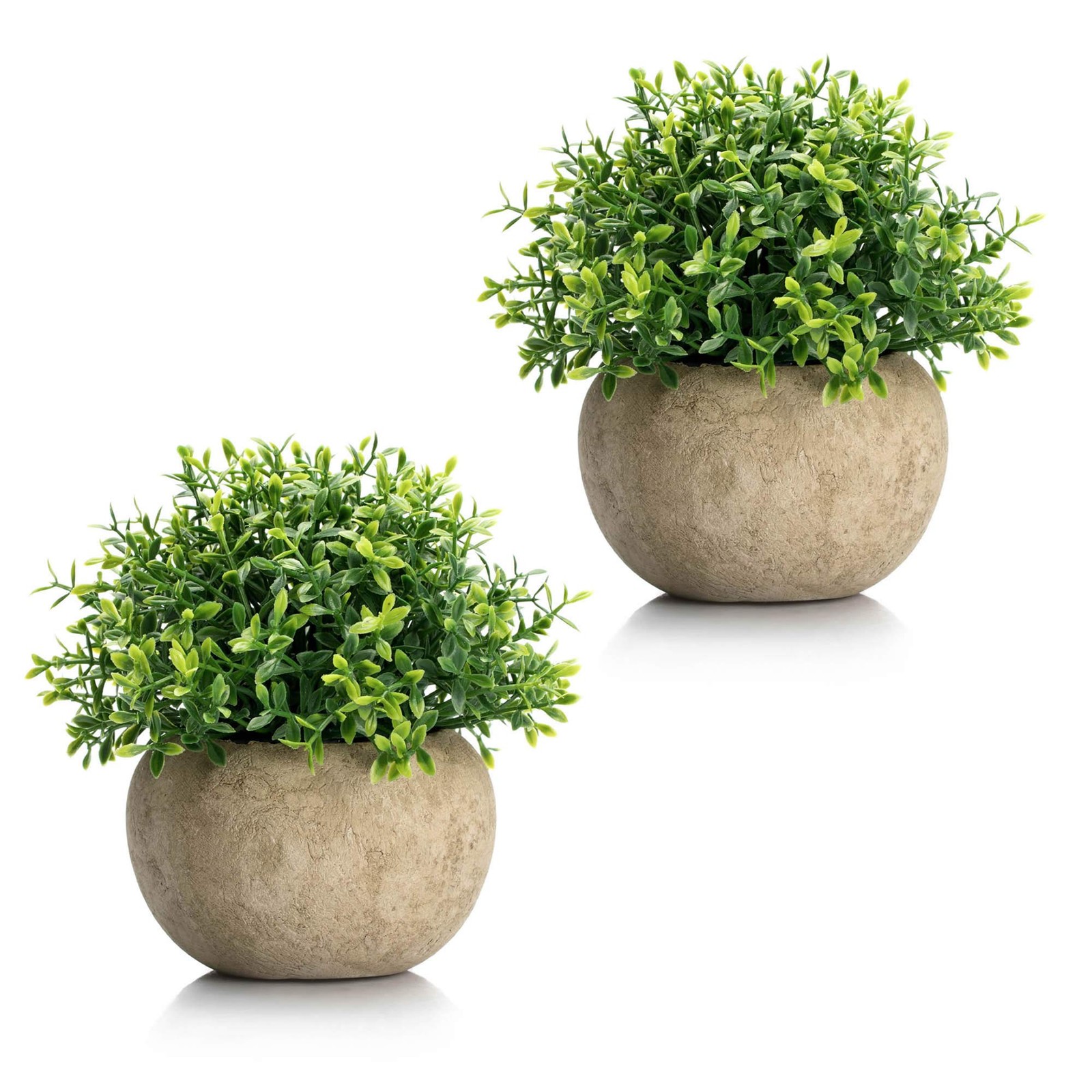 2Pcs Mini Artificial Boxwood Topiary Faux Plants Indoor- Small Fake Plants De…