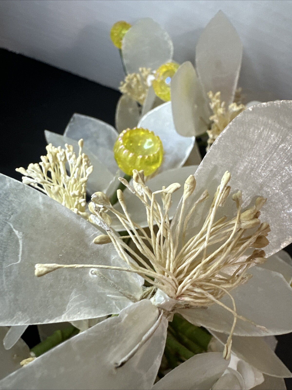 Vintage Capiz Shell & Metal Floral Standing Arrangement