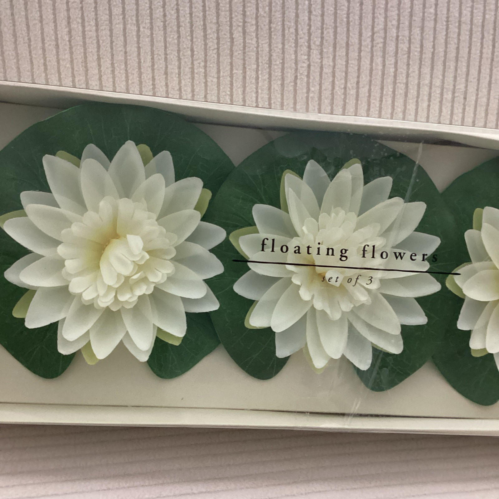 Pier 1 Floating Off White Lotus Flowers Set Of 3, New