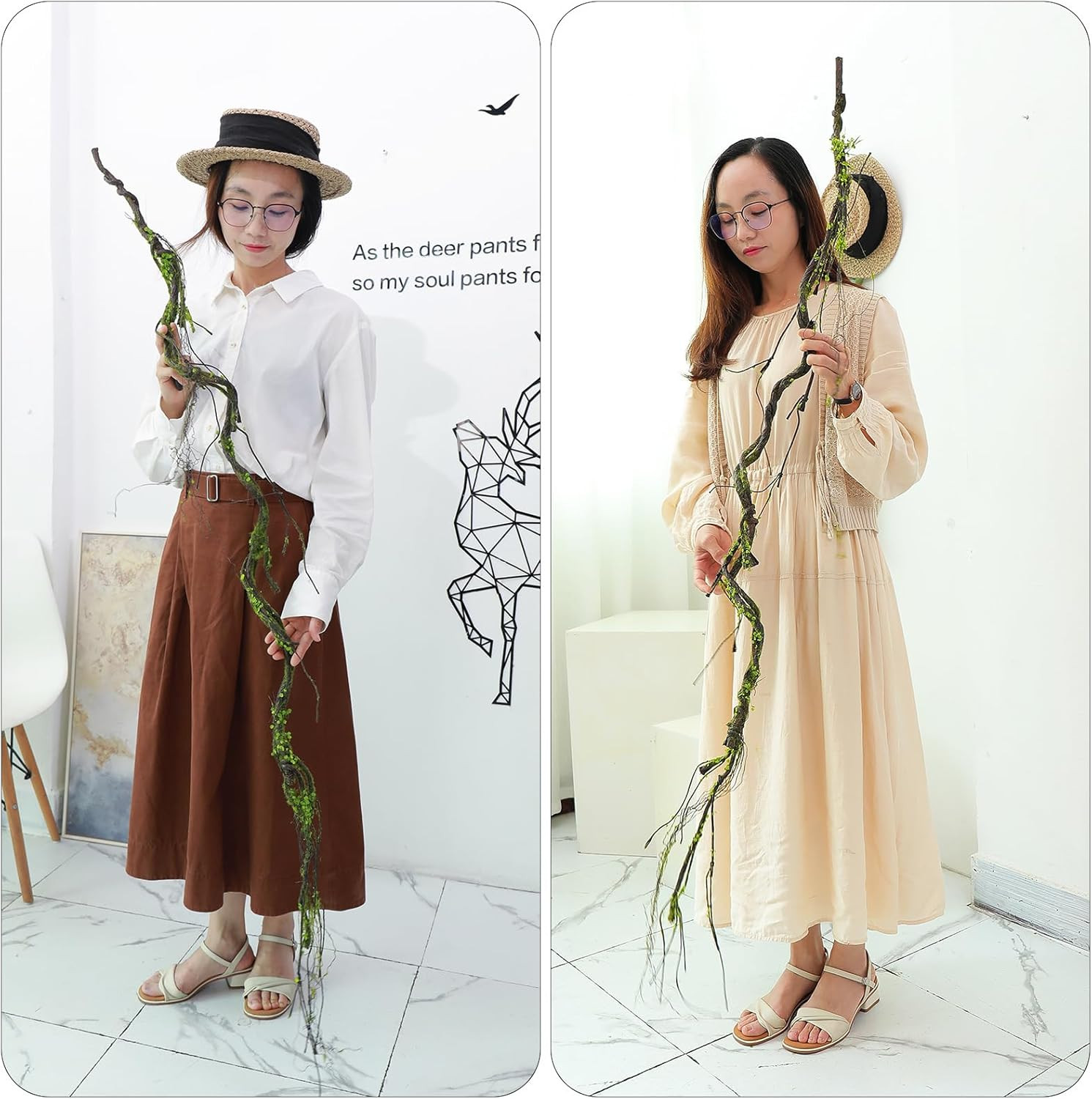 2Pcs 67Inch Artificial Bendable Twigs Branches Reptile Climbing Vines Trunk Grap