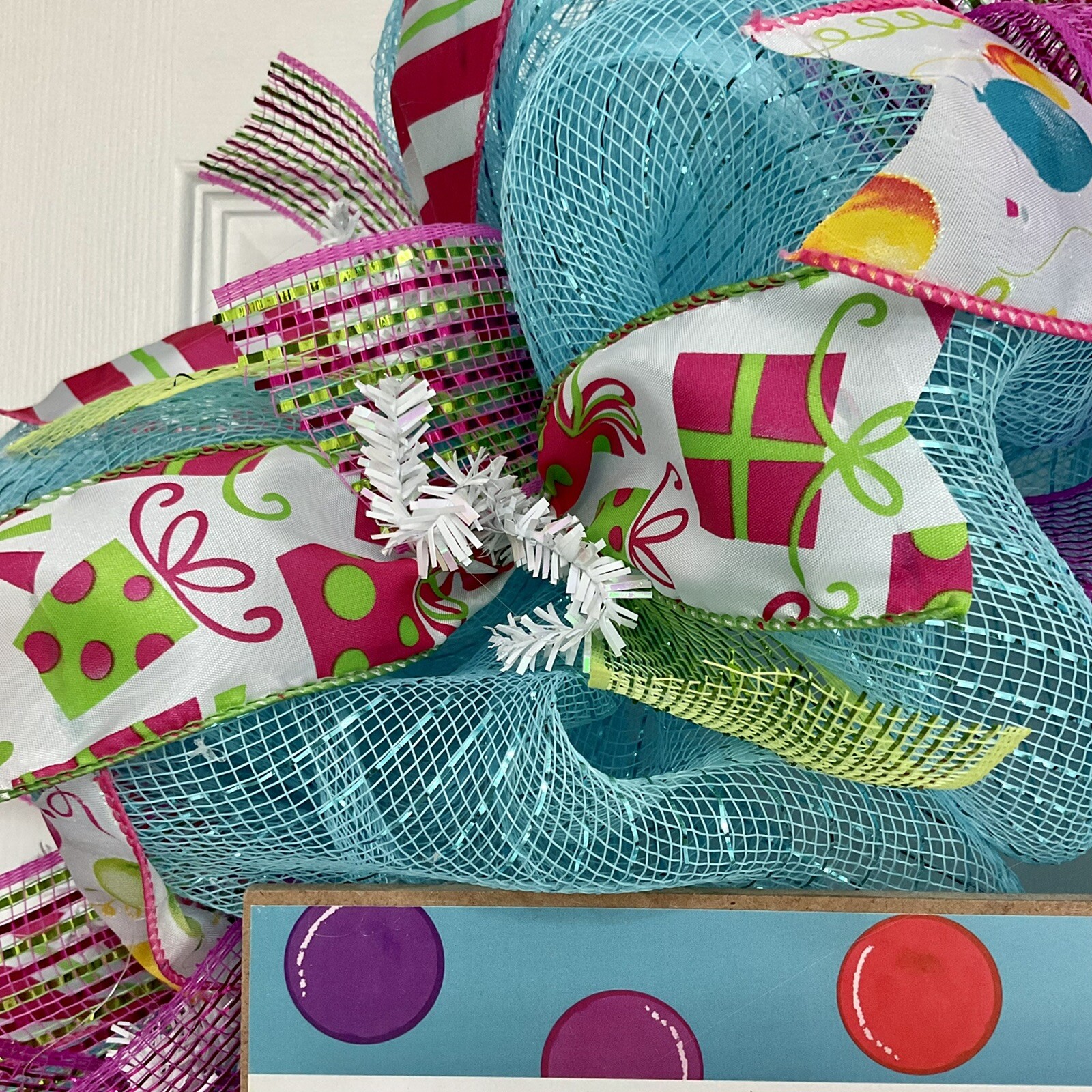 Happy Birthday Ballons Handmade Deco Mesh Wreath
