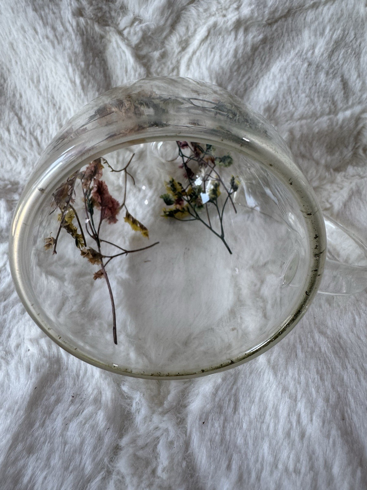 Dried Flowers 💐 Glass Mug Double Wall Coffee Tea Cup Botanical Floral