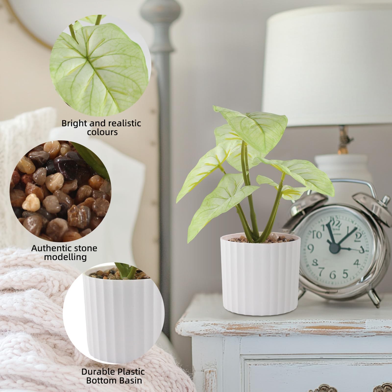 1 PC Small Potted Artificial Plant Faux Greenery Leaf Realistic Fake Decor