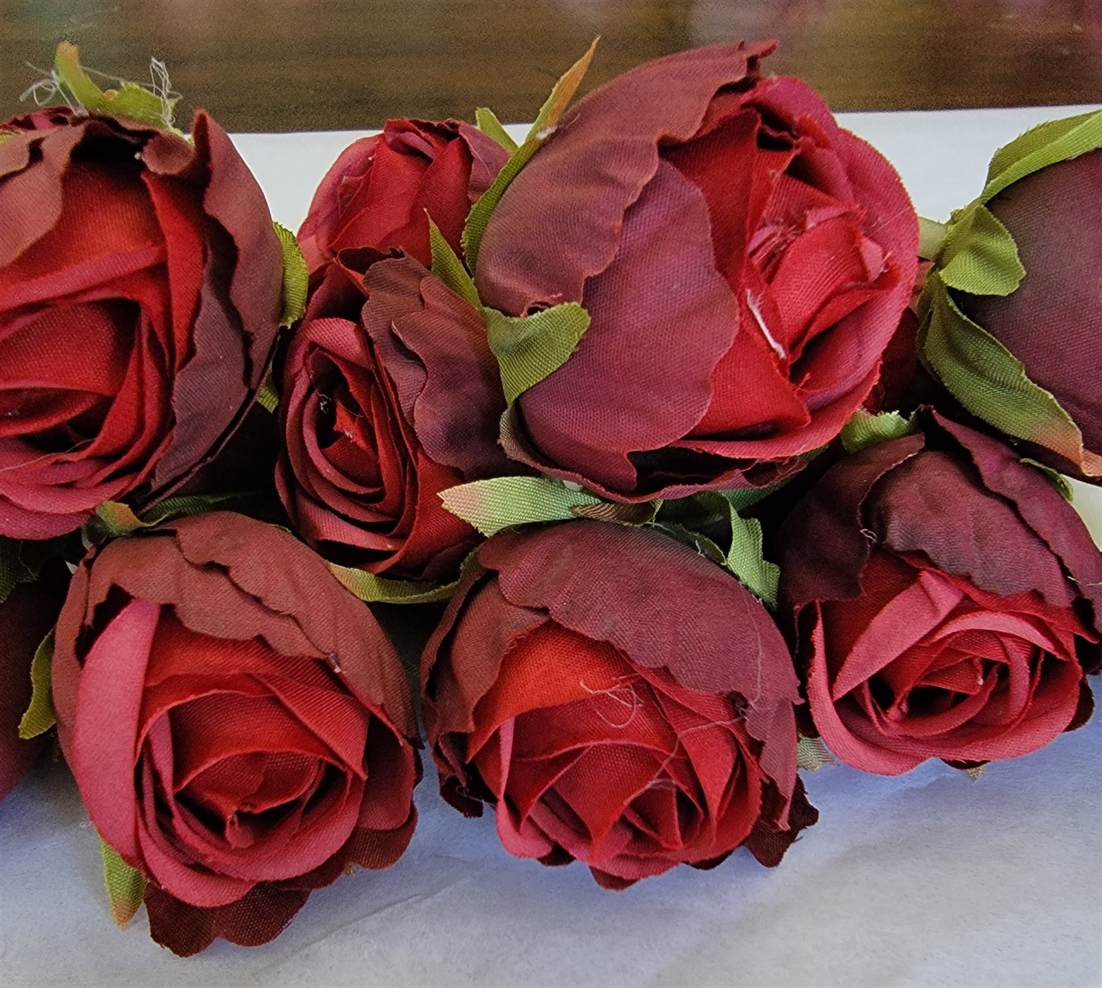 Victorian Trading 16 Red Burgundy Rose Buds Faux Flowers 2″ 47D