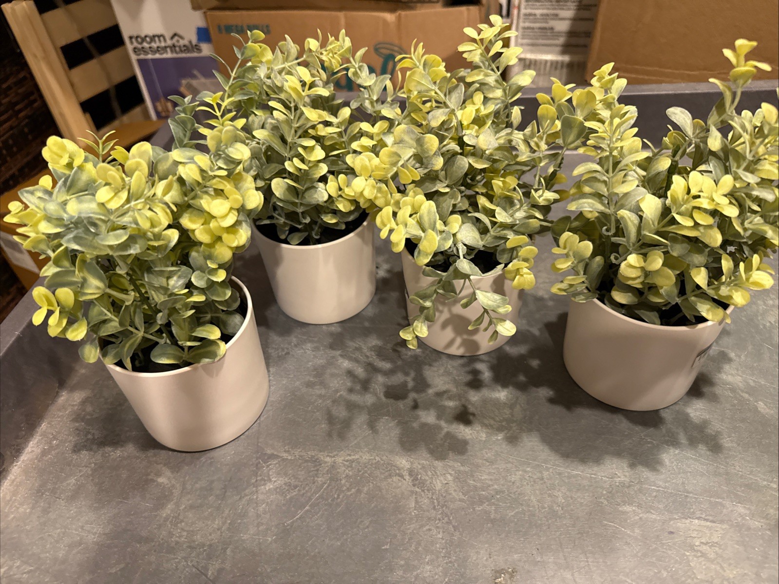 Threshold Potted Faux Boxwood Plant 4” NEW Mixed Green Leaves – Set Of 4