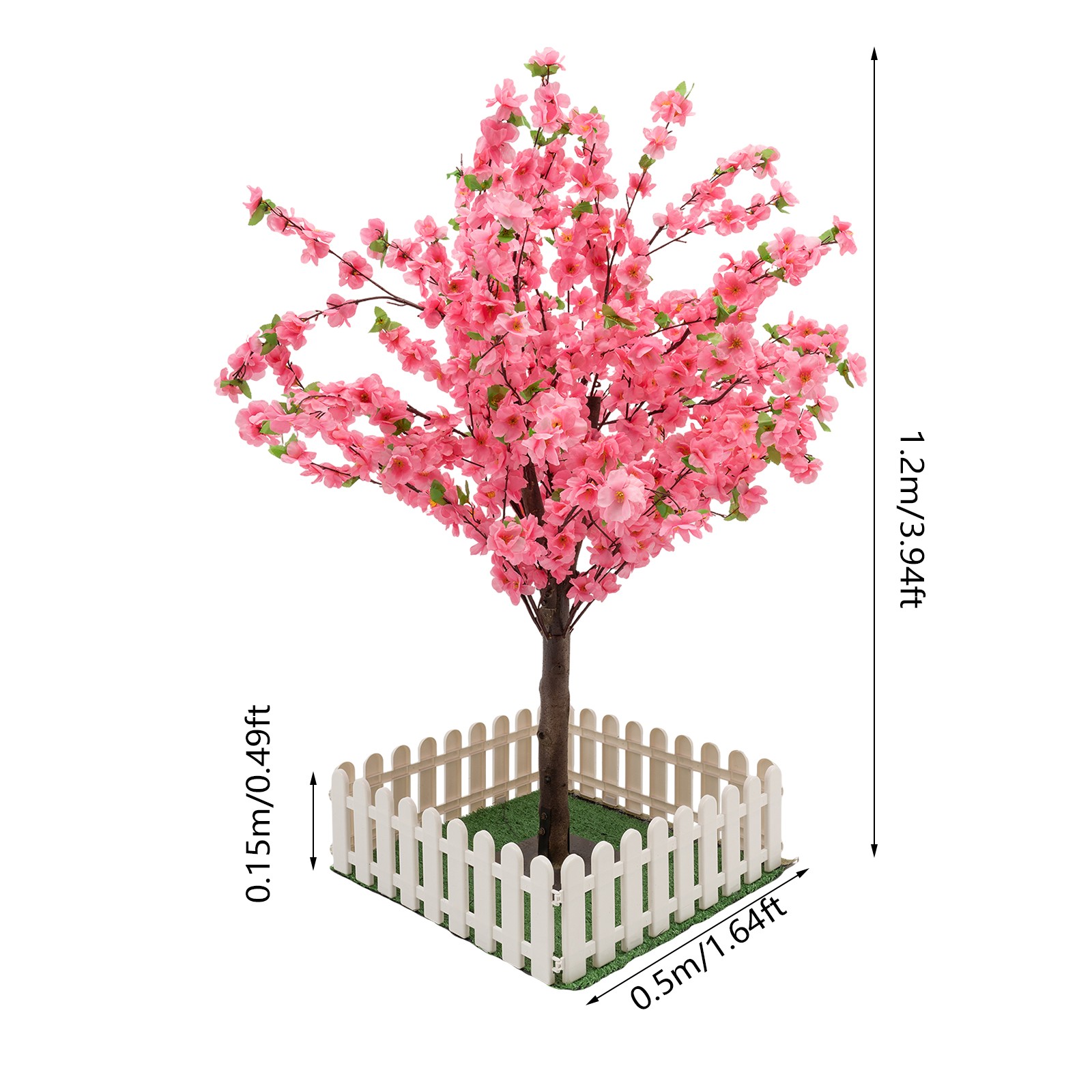 3.94ft Artificial Cherry Blossom Tree Pink Fake Sakura Flower Pink Sakura Tree
