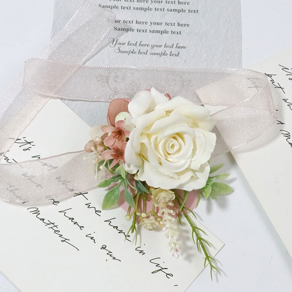 Wrist Corsage and Boutonniere Set Artificial Rose Flowers Accessories for Gro…