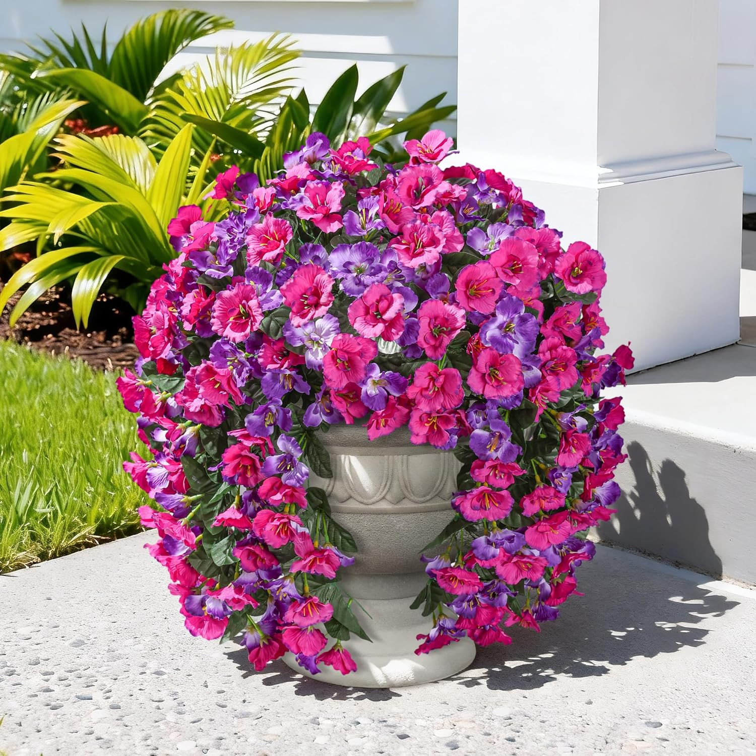 Fake Hibiscus Artificial Hanging Flowers Plants for Outdoors Decoration, 2Pcs Si