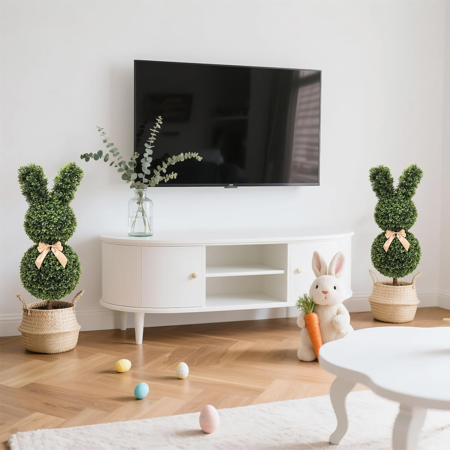 Boxwood Bunny Topiary, 36 Inch Artificial Rabbit Tree for Easter Decor, 3FT Faux