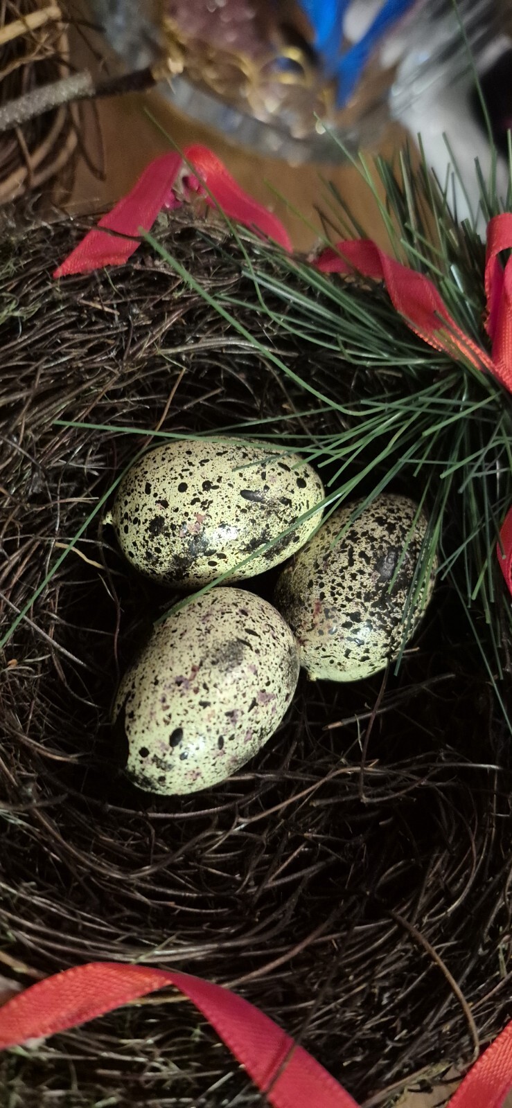 Lot Of 2 Bird Nest Nests With Eggs