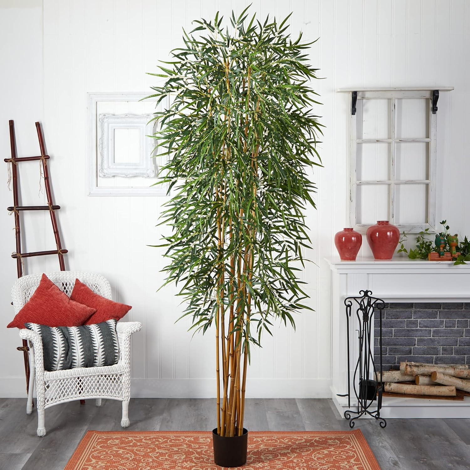 8Ft. Elegant Bamboo Silk Tree – Lifelike Indoor Decor for Any Space