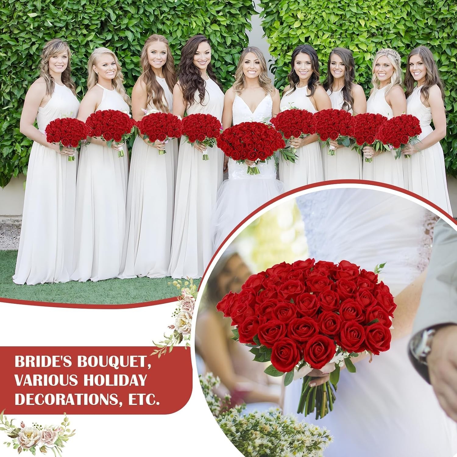Stunning 120 Count Silk Velvet Artificial Roses for Weddings & Special Events