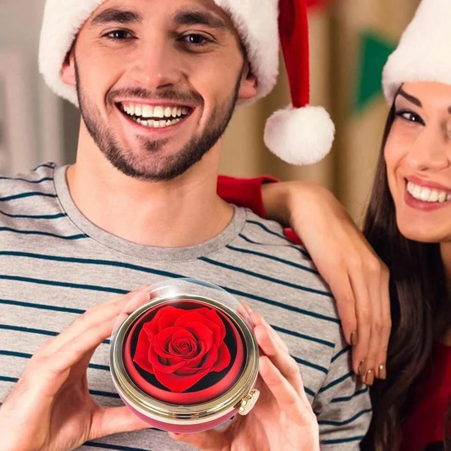 Rotating Preserved Rose Gift Box w/ “I Love You” Necklace