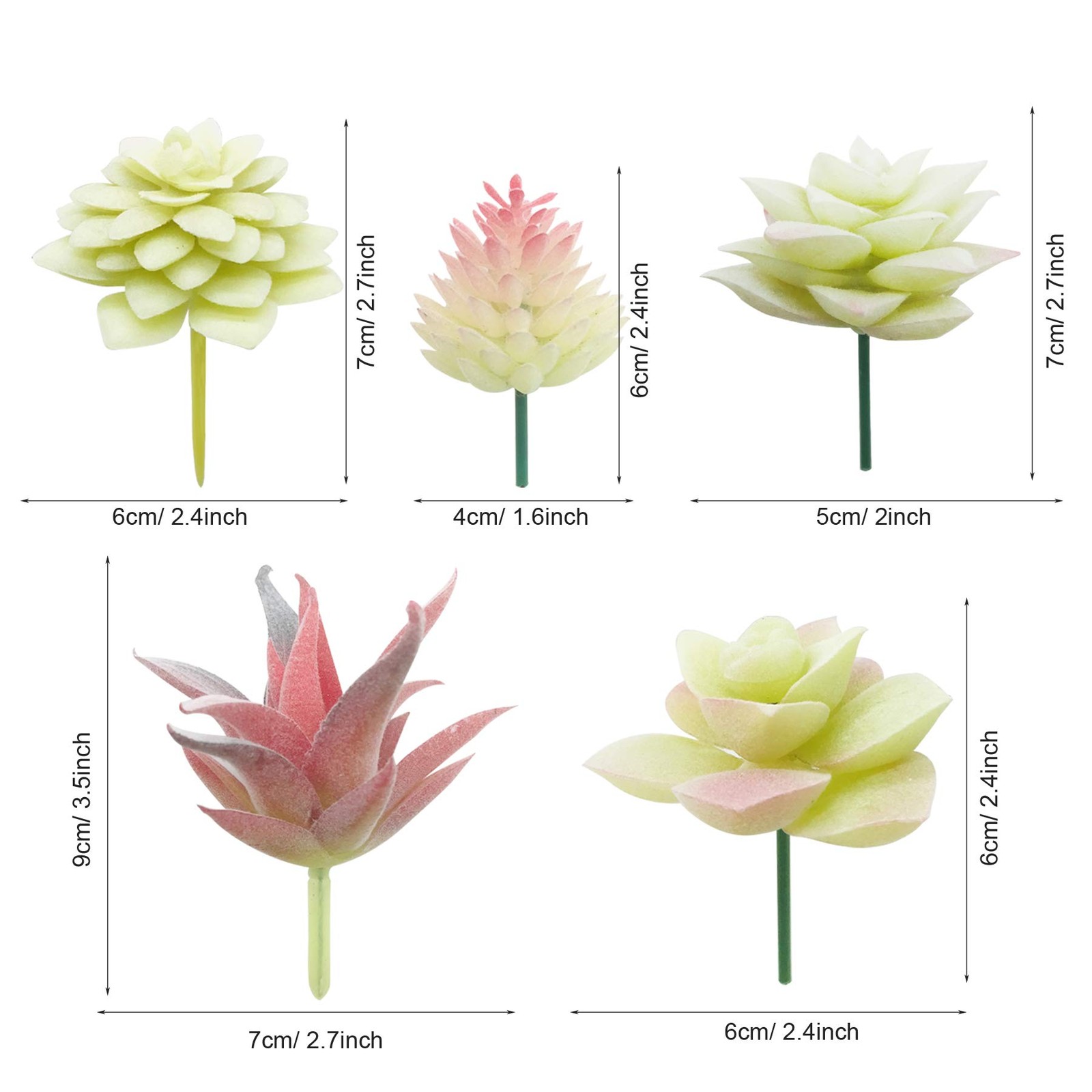 20 PCS Artificial Succulents Picks Creamy White Artificial Succulent Plants, …