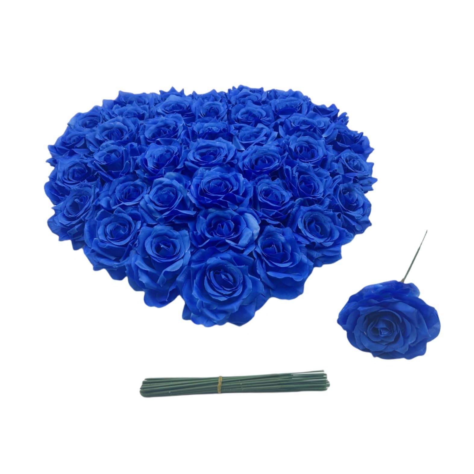 36 PCS 3.8 Inch Blue Rose Heads Artificial Silk Flowers Craft Wedding DIY