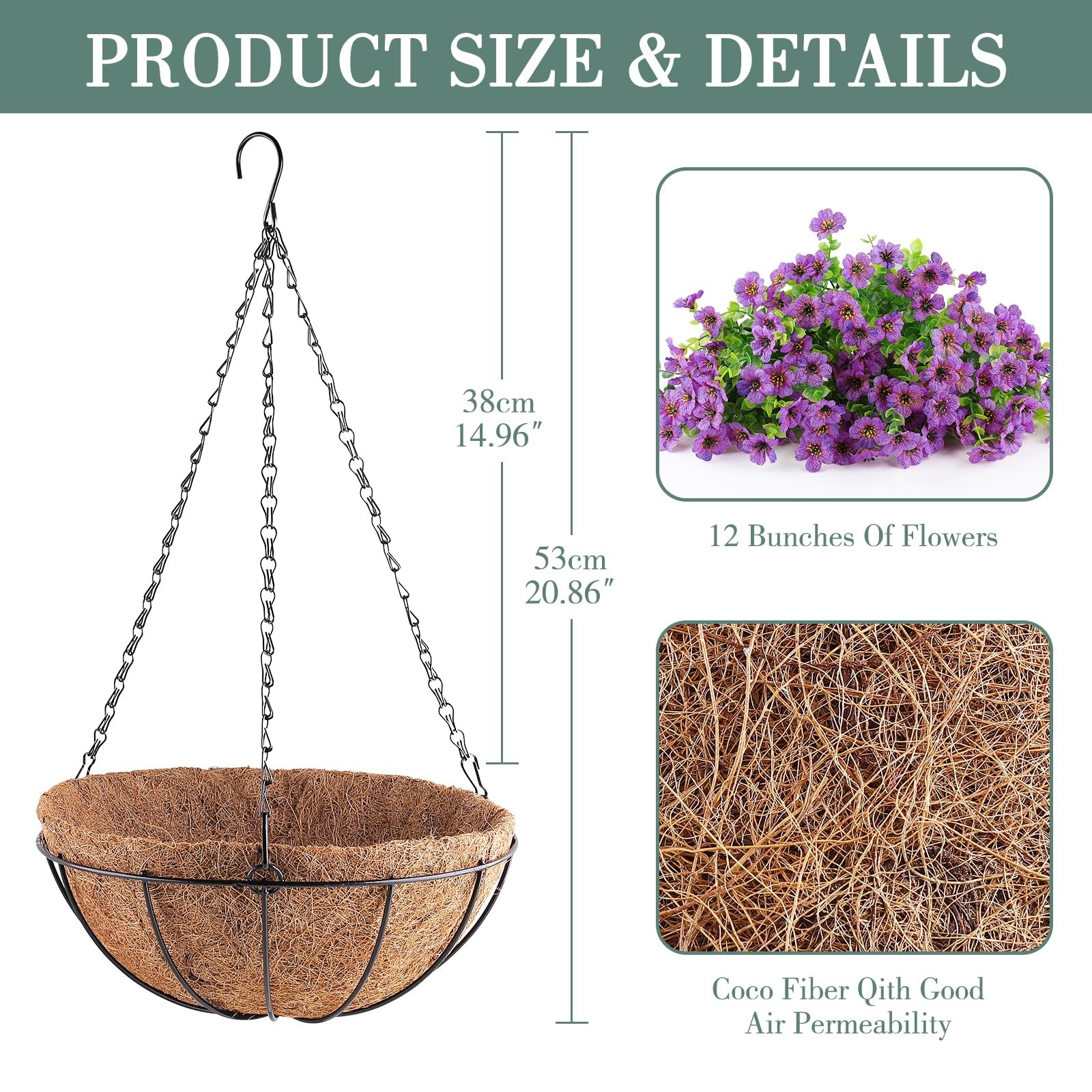 Artificial Flowers Hanging Plants in Basket,Artificial Hanging Flowers for Sp…