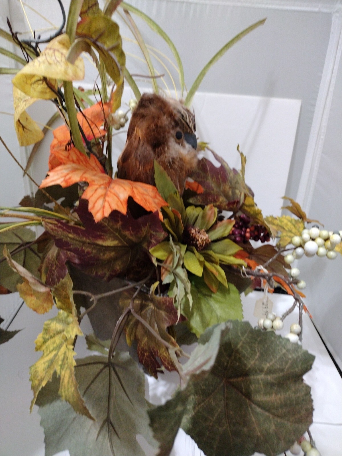 Home Decor Fall Owl Arrangement 14″ Tall by 12″ Wide.