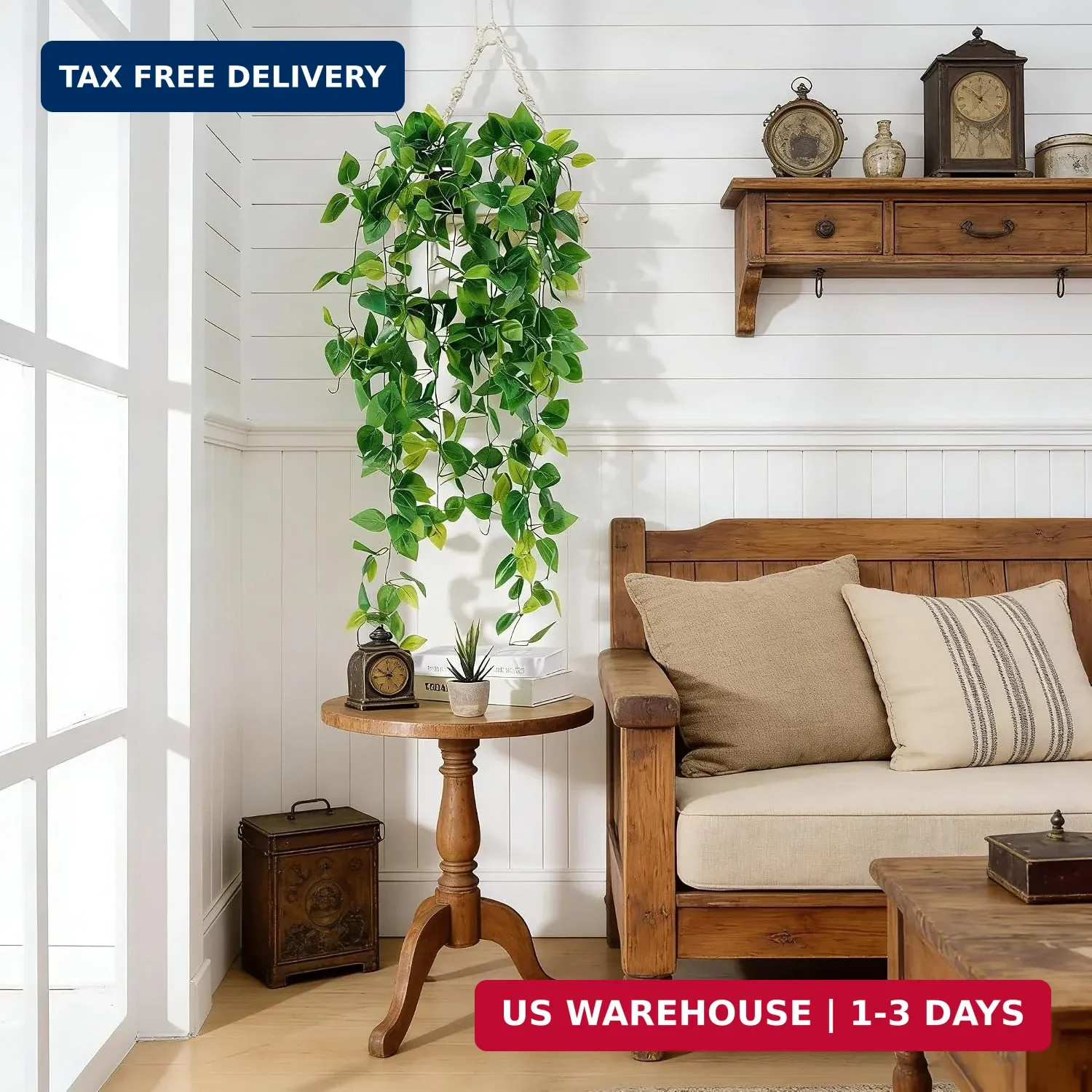 Fake Hanging Plants 2pcs Artificial Hanging Plant for Indoor Outdoor Faux Pothos
