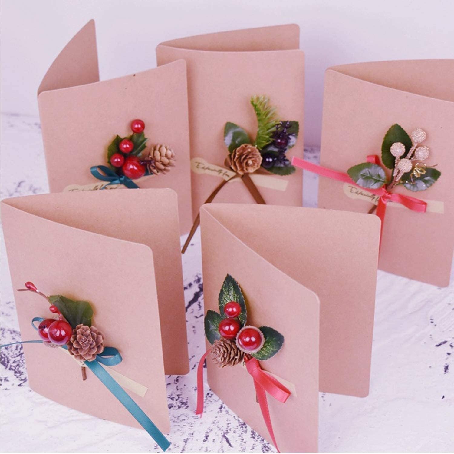 20 PCS Christmas Pine Picks With Red Berries Cones Artificial DIY Crafts Gift
