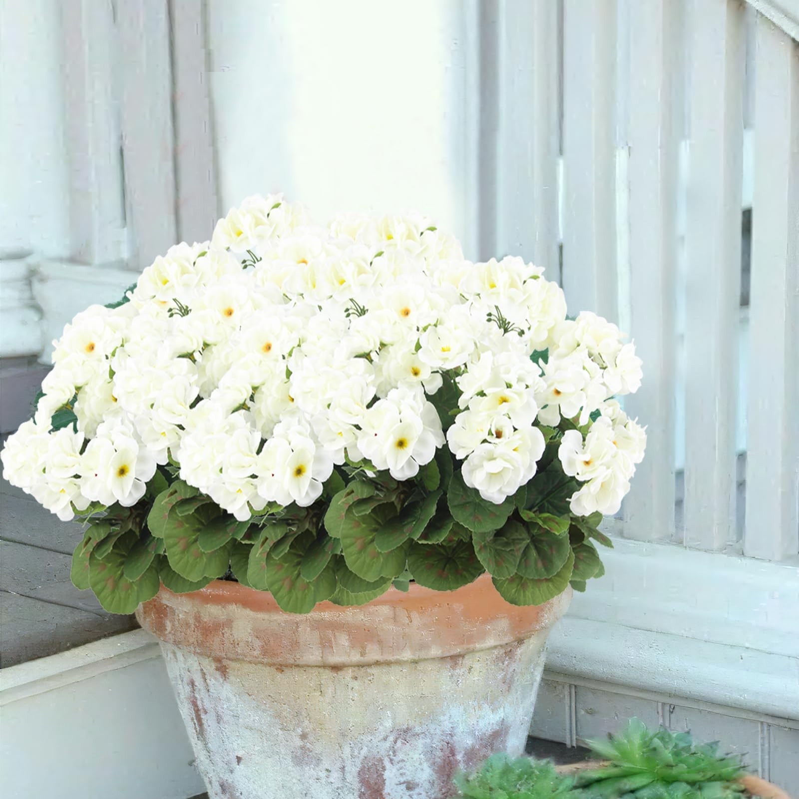3 Pcs UV Resistant Artificial Geraniums – Silk Faux Flowers for Garden, Home Dec