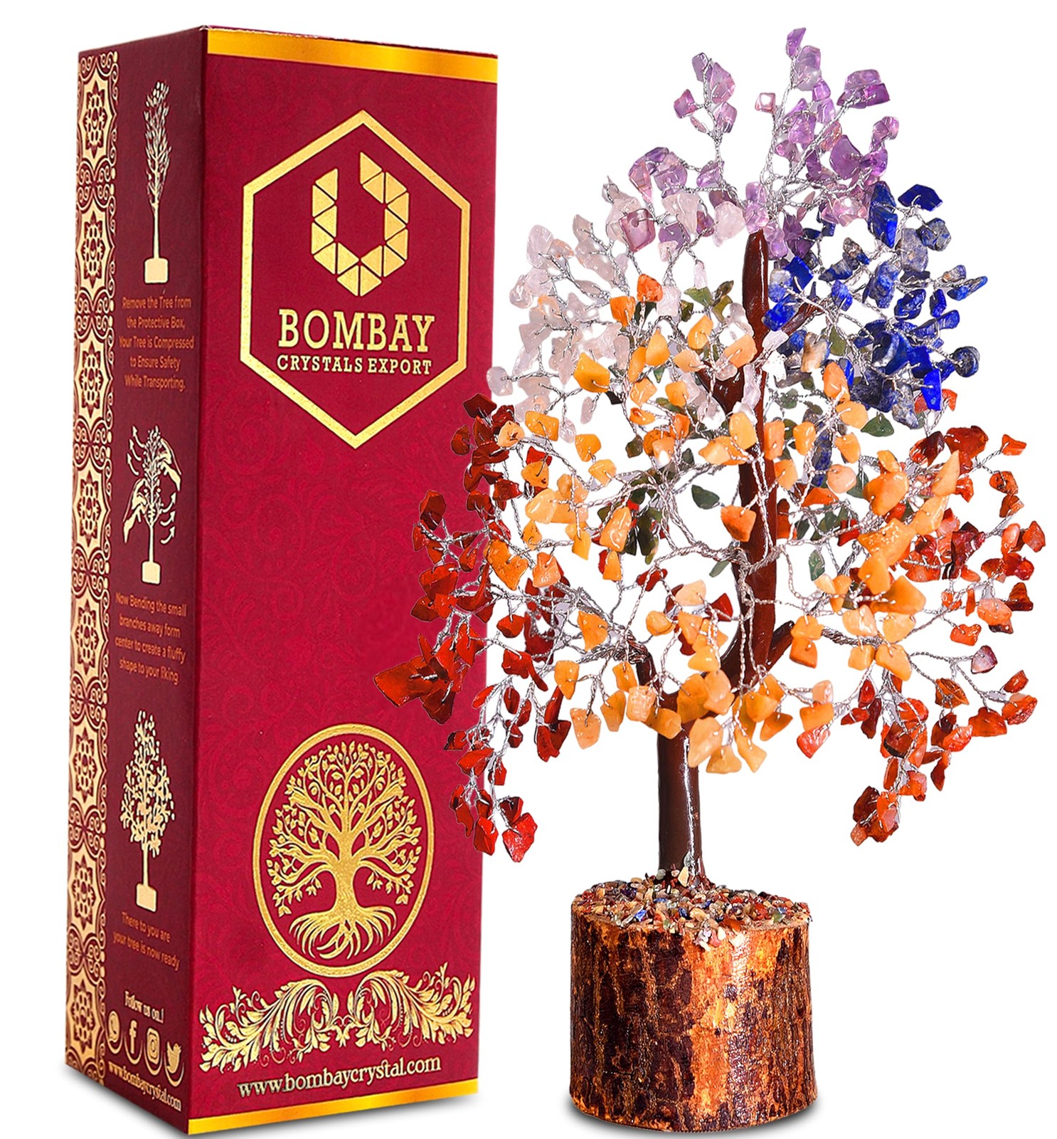 7 Chakra Crystal Tree of Life – Handmade Healing Gemstone Bonsai for Positive…