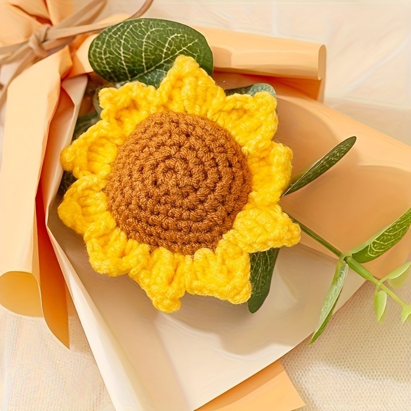 Handmade Eternal Flower Sunflower Daisy Bouquet Artificial Flower Crochet gift