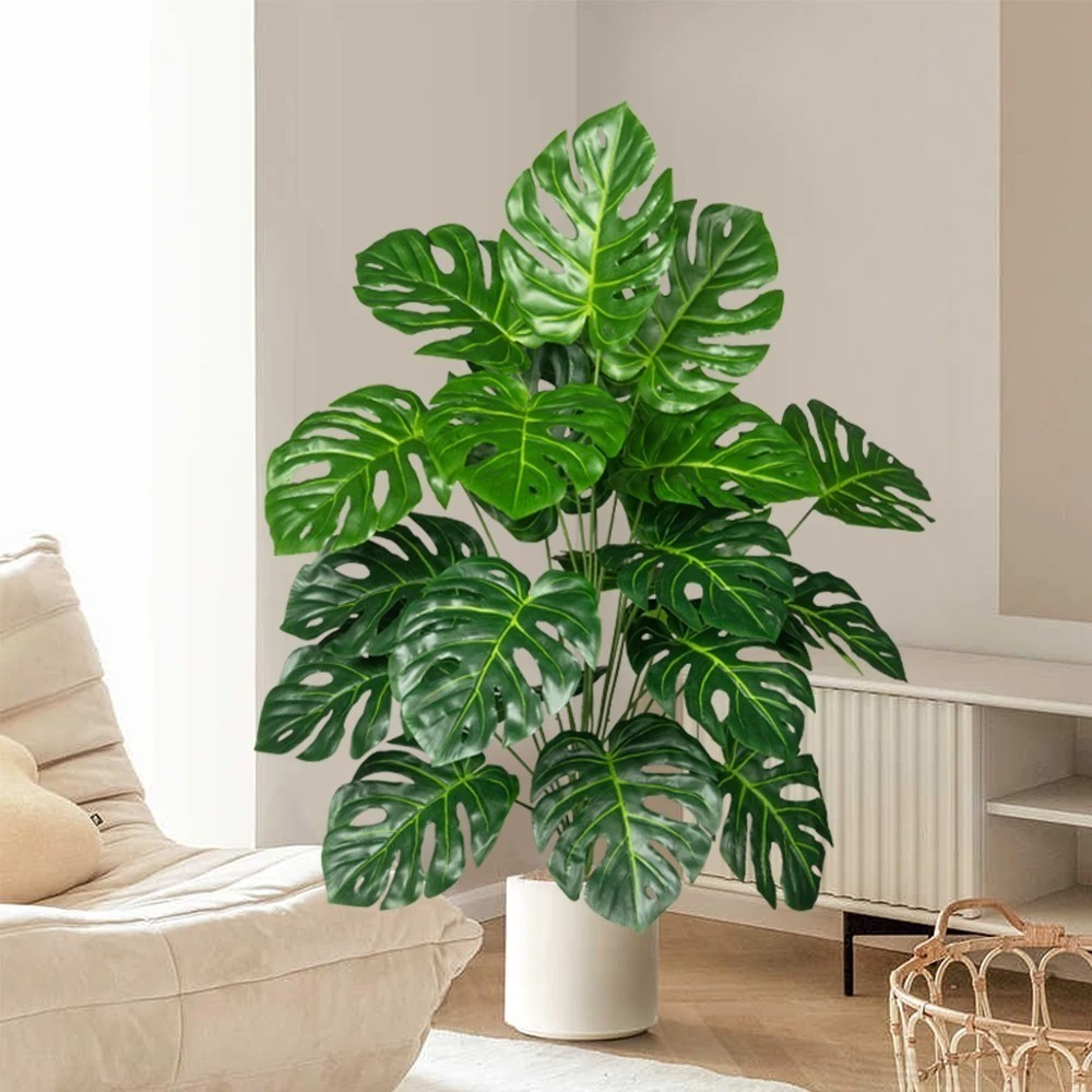 70-100cm Artificial Monstera Tree Fake Palm Plants Plastic Turtle Leafs Tropical