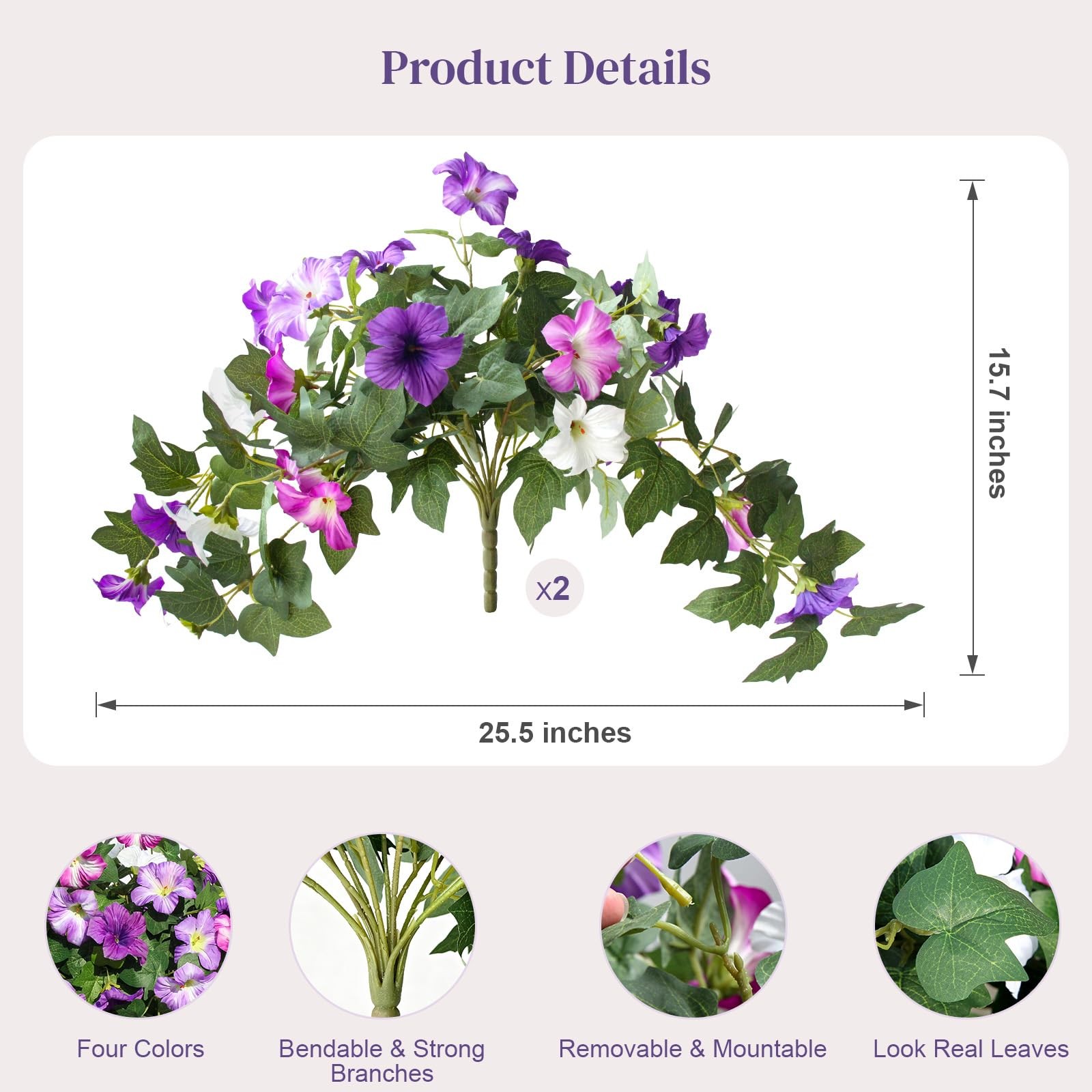 Flortevera Artificial Fake Flowers Plants for Outdoor UV Resistant, 2PCS Silk…
