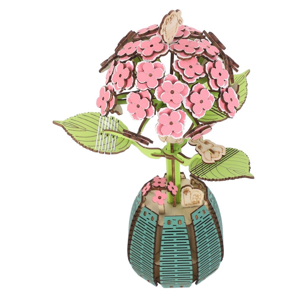 1 Set Assorted Color Wooden Hydrangea Craft Kit Durable Plant Model