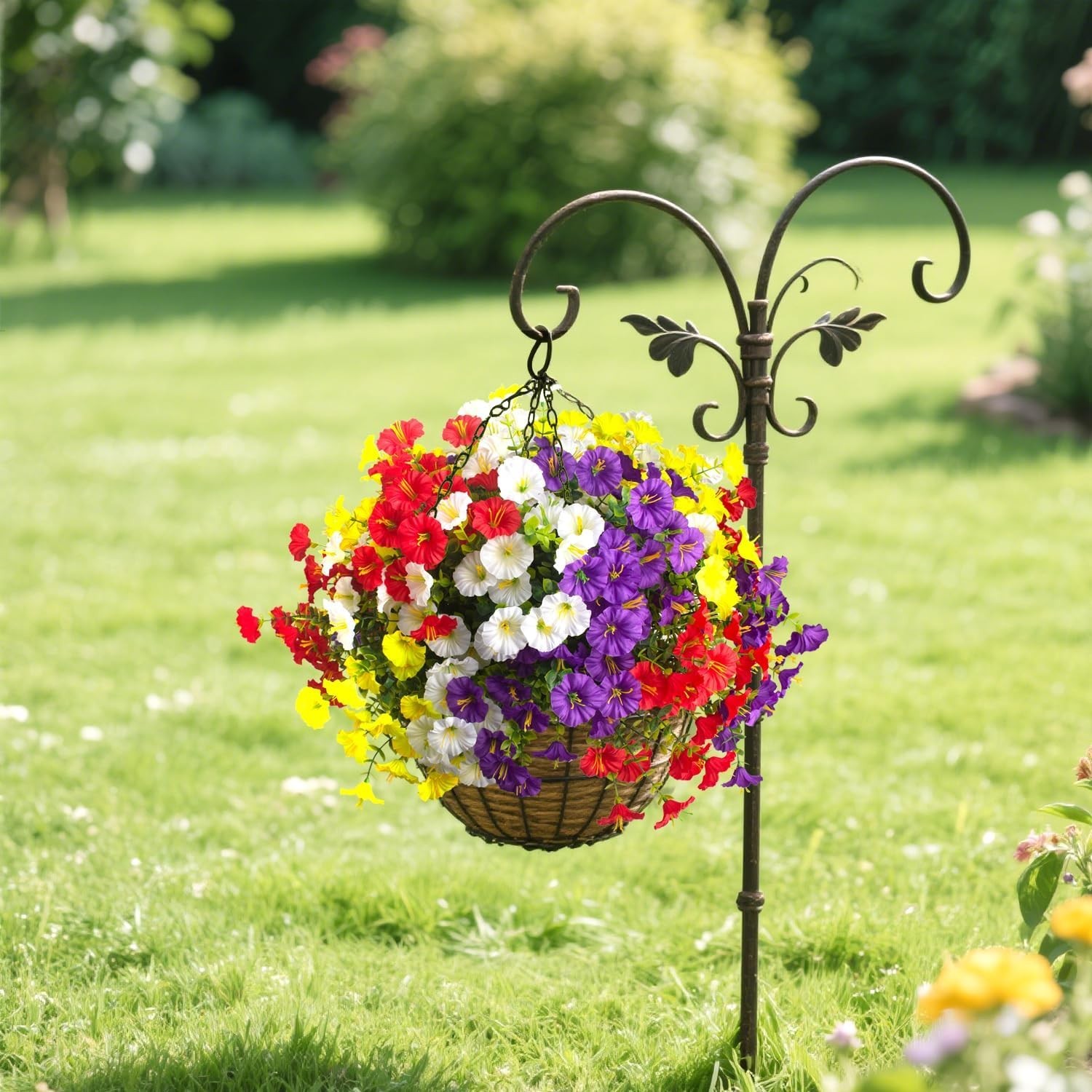 Artificial Morning Glory Flowers, 12 Bundles UV Resistant Fake Outdoor Flower…