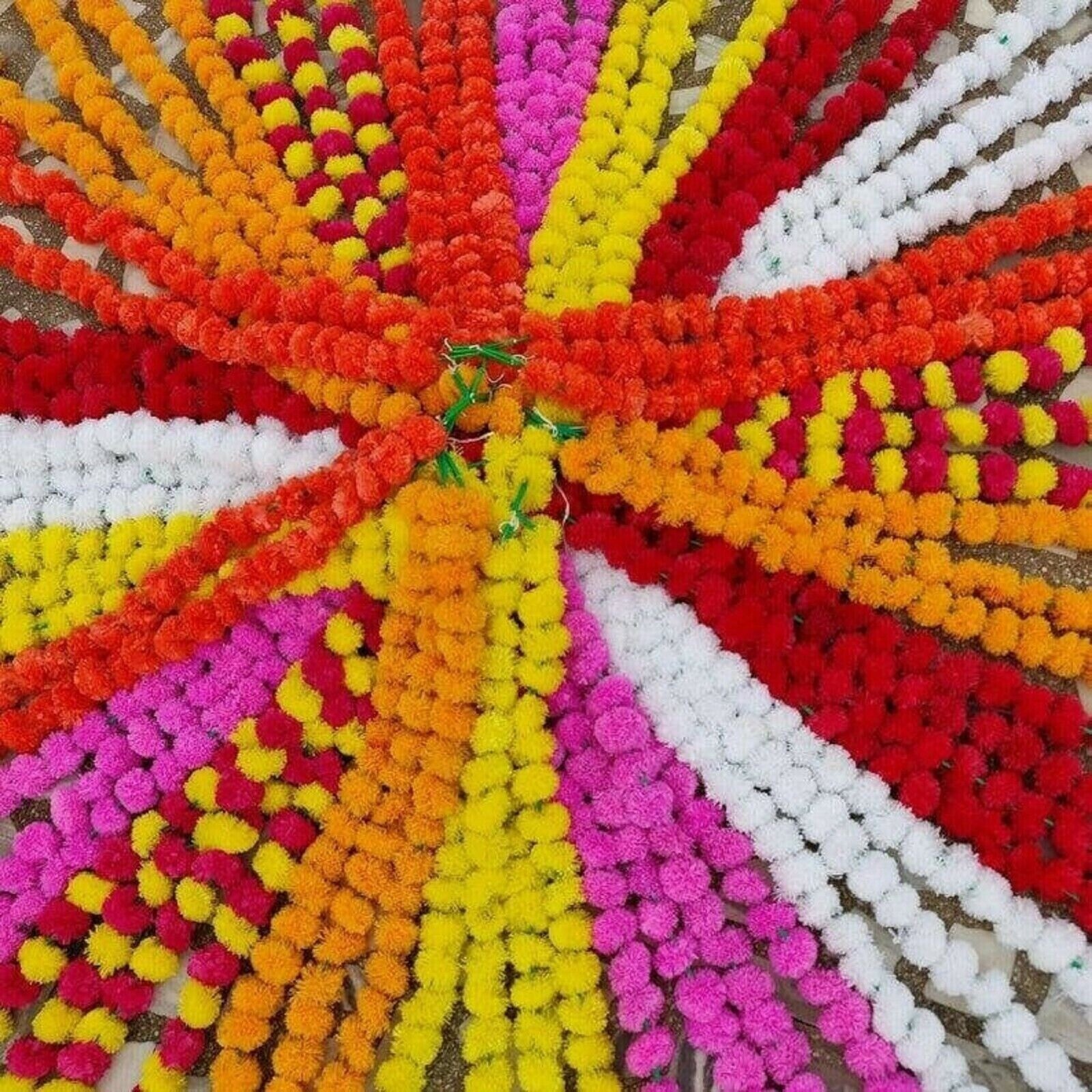 Wholesale Indian Mix Color Marigold Flower Mehndi Decoration Artificial Garlands