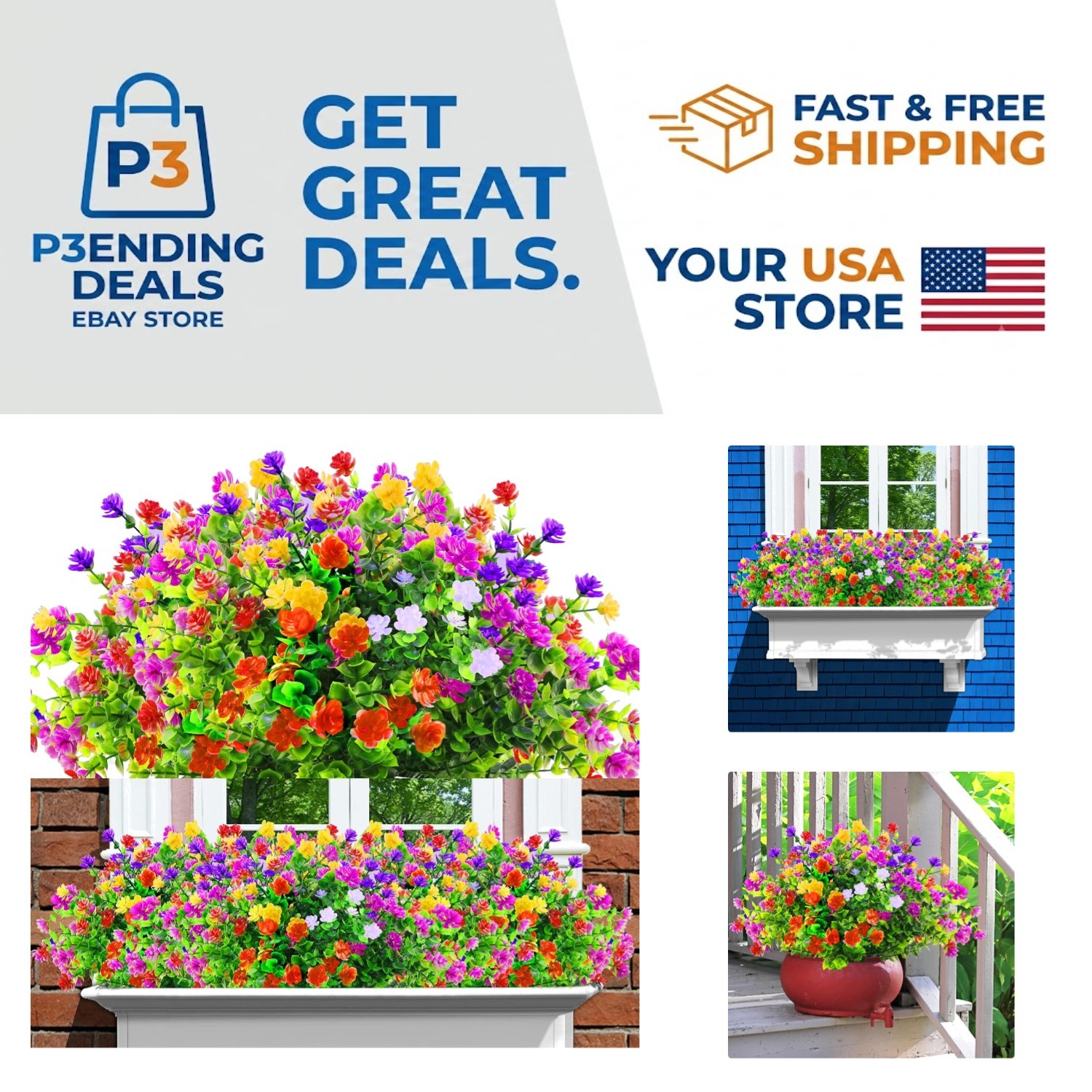 Realistic Faux Flower Bundle: 12 UV Resistant Plants for Indoor & Outdoor Use