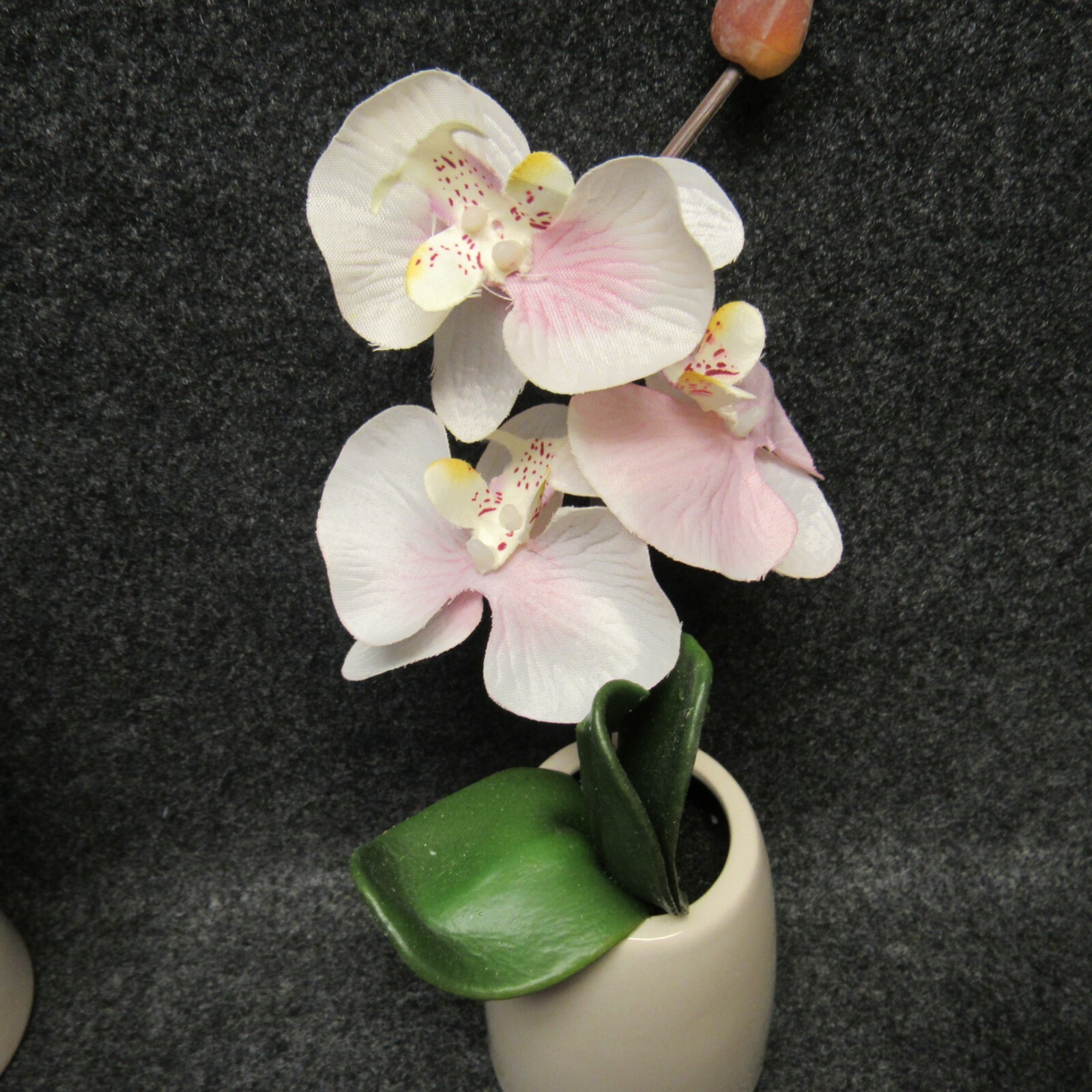 6 Pieces Single Stem Fabric Faux Orchid White Ceramic Pot Table Party Decor O2