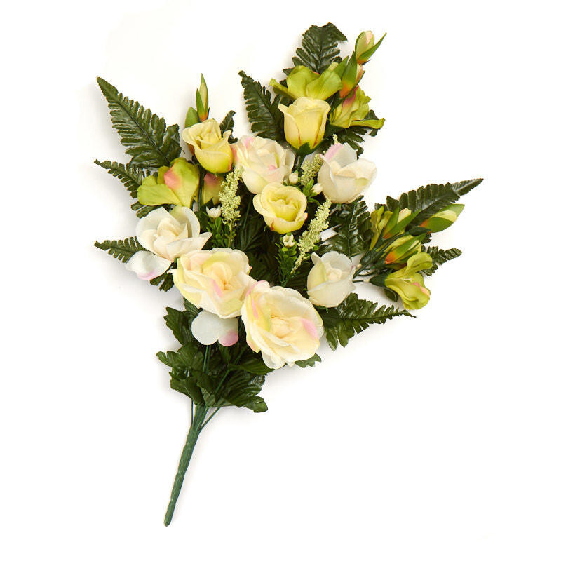 25″ Cream & Green Artificial Rose and Gladiolus Half Bush -Perfect for Memorials