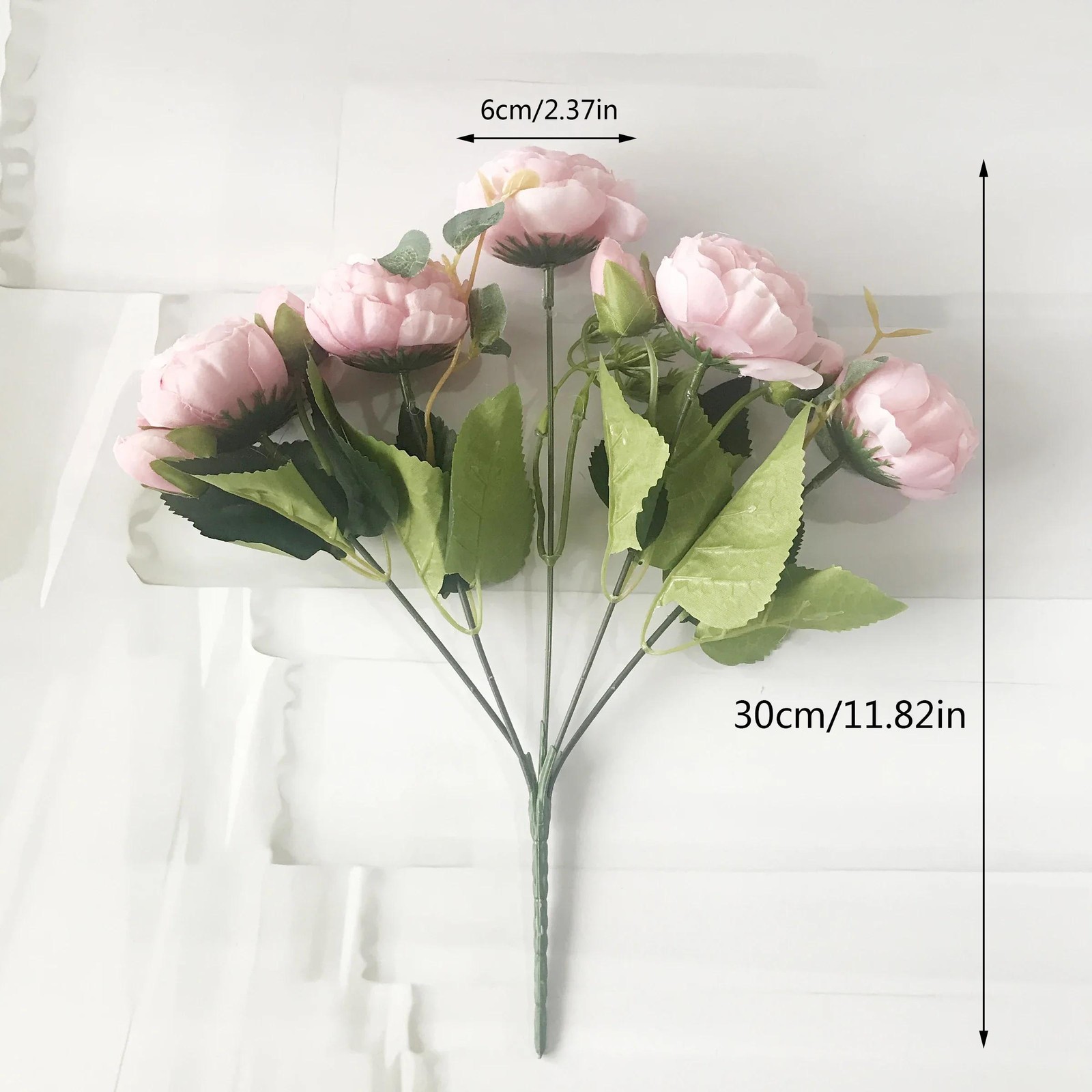 30cm Pink Silk Peony Bouquet – 5 Heads 4 Buds Artificial Flowers for Wedding
