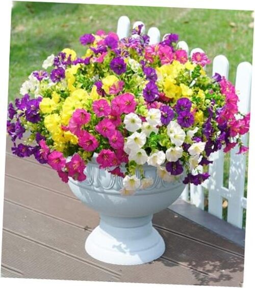 Artificial Flowers Fake Multi Color (3 Fuchsia, 3 Purple, 3 Yellow, 3 White)