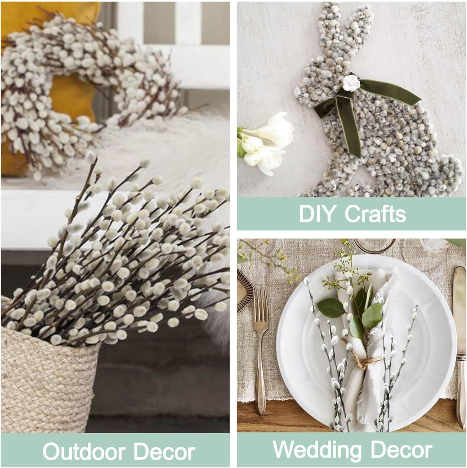 45 Stems 17＂real Dried Pussy Willow Branches for Vase，100% Natural Pussywillows
