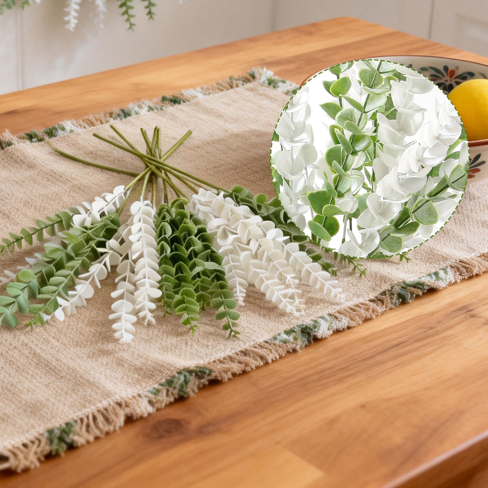 23.6” Artificial Eucalyptus Stems Decor 12 Pcs Lifelike Eucalyptus Leaves Fa…