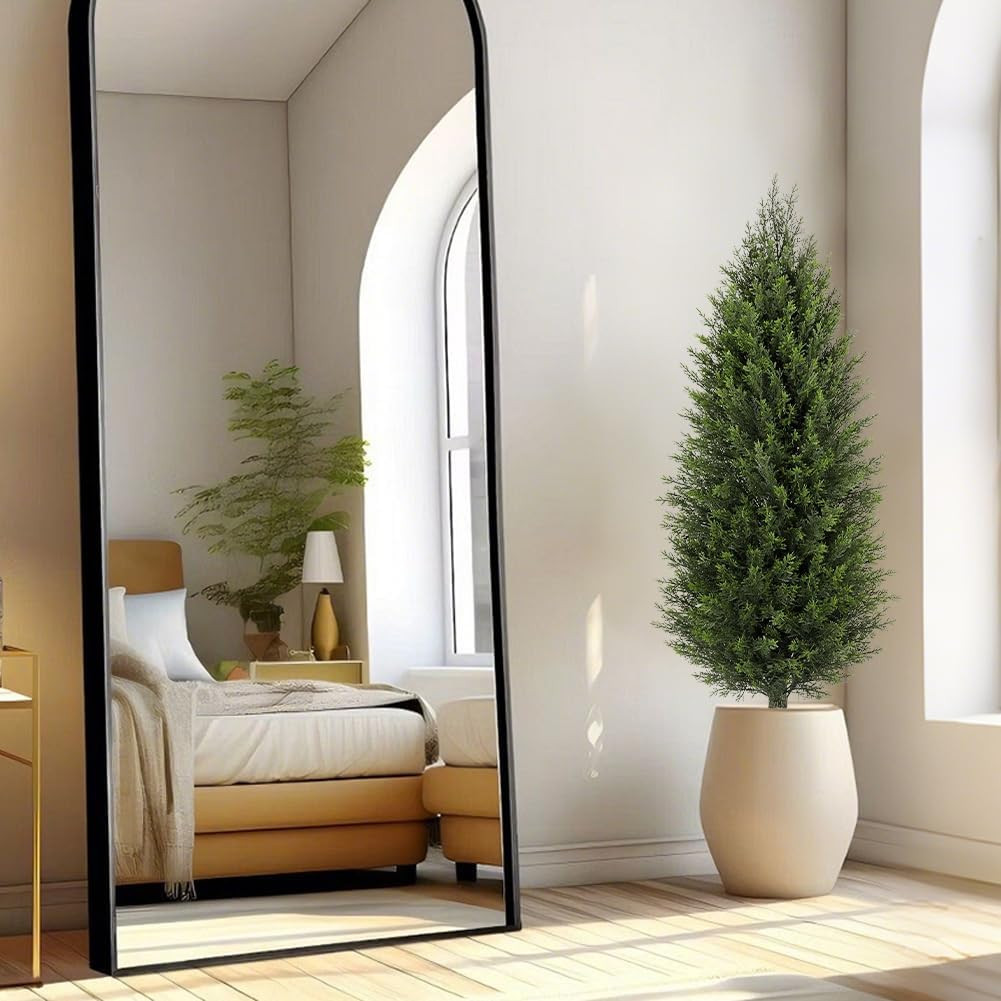 Set of 2 4FT Artificial Cedar Topiary Trees for Indoor/Outdoor Decor