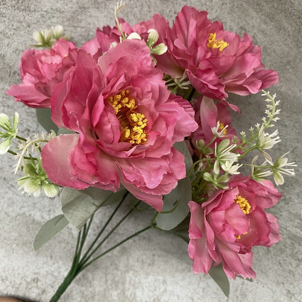 Artificial Peony Bouquet 6 Blooms 30cm Height for Home Office Event Decor