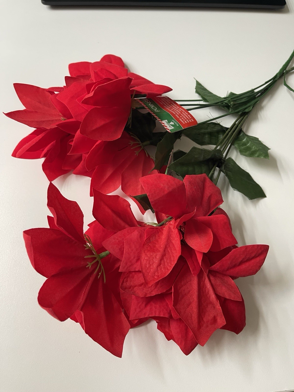 Christmas House Artificial Christmas Poinsettia Flower Beautiful RED 2 Packs